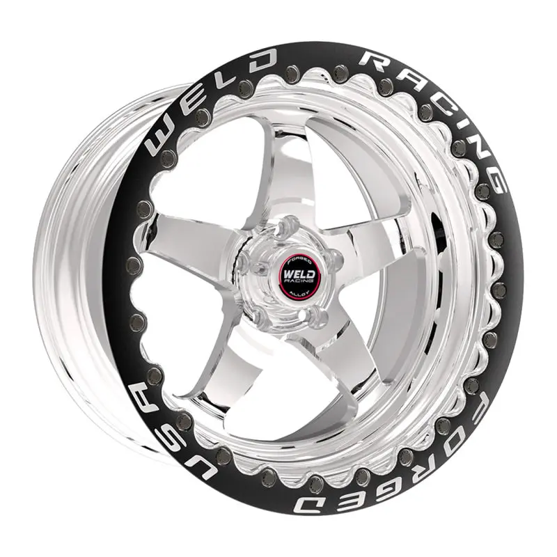 Weld S71 Polished Forged Wheel: 15X10.33", 5X5", 6.5" Backspace – Black Single Beadlock Mt Finish 1