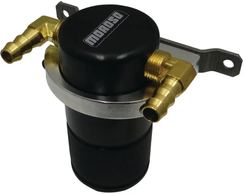 Moroso Universal Air/Oil Separator Catch Can – Compact Billet Aluminum Body, Black Anodized, No Drain Port 1