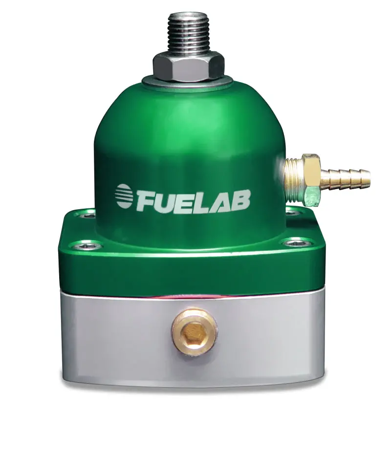 Fuelab Adjustable Inline Fuel Pressure Regulator – 10–25 Psi, Dual -6An Ports (Inlet & Return), Green Housing 1